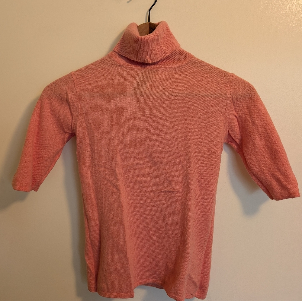 Vintage 90s Turtleneck Knit Sweater XS Pink